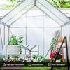 6' x 12' x 6.5' Walk-in Greenhouse, Polycarbonate Greenhouse with Adjustable Roof Vent, Base, Sliding Door, Silver