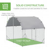 Galvanized Large Metal Chicken Coop Cage Walk-in Enclosure Poultry Hen Run House Playpen Rabbit Hutch with Cover for Outdoor Backyard 9.2' x 6.2' x 6.5' Silver