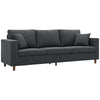 3 Seater Sofa with Wide Seat, Corduroy Couch with Deep Seat, Spring Cushion, Dark Grey
