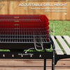 Charcoal Barbecue Grill with Adjustable Grill Height, Portable BBQ Trolley with Ash Catcher and Wheels, Red