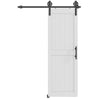 28inx84in Barn Door with 5FT Sliding Door Hardware Kit, Handle, Upgraded Rollers and Floor Guide, Waterproof, White
