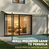 11.5' x 8.2' Outdoor Pergola, Wall Mounted Lean to Pergola with Metal Frame, UPF30+, Garden Gazebo