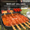 Charcoal BBQ Grill, BBQ Grill with 1840 cm² Cooking Area, 3 Shelves, Adjustable Vent, Lockable Lid, Wheels, Black