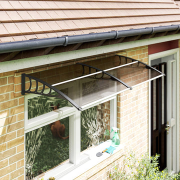 Window Awning Door Canopy, Polycarbonate Front Door Outdoor Patio Cover, Sun Shelter, Hollow Sheet for UV, Rain, Snow and Sunlight Protection, Brown, 40