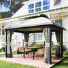 11' x 13' Patio Gazebo, Double Roof Outdoor Gazebo Canopy with Netting & Curtains, Galvanized Metal Frame
