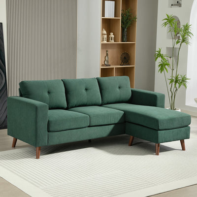 Sectional Sofa with Changeable Chaise Lounge, 3 Seat L-Shaped Sofa, Upholstered Couch for Small Space
