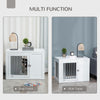 2-in-1 Dog Cage and Side Table, with Two Lockable Doors, for Medium Dogs - White