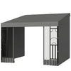 10' x 10' Wall Pergola, Outdoor Gazebo with 2 Curtains and 2 Nettings, UV Resistant, for Patio, Deck, Dark Grey