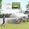 Outdoor Dog Run with Adjustable & Rotatable Bowls, Waterproof UV-Resistant Cover, Escape-Proof Lock, 13.1' x 7.5' x 7.5'