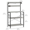 Kitchen Baker's Rack with Power Outlet, Coffee Bar Station with Adjustable Shelves and Hooks, Distressed Grey