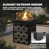 Propane Fire Pit Table, 28 Inch Gas Fire Pit with Explosion-Proof Net and Glass Wind Guard, Gas Tank Holder