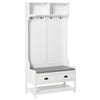 Coat Rack Shoe Bench, Hall Tree with Bench and Shoe Storage, Entryway Bench with 4 Hooks, 2 Drawers, 2 Shelves, White