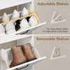 Shoe Cabinet with 4 Flip Drawers, Freestanding Narrow Shoe Storage Cabinet with Adjustable Shelves, Open Back