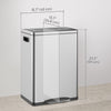 2 x 20 Liter Garbage Bin, Stainless Steel Garbage Can with Soft-Close Lid and Removable Inner Buckets, Silver