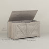 31.5 Inches Storage Chest, Storage Trunk with 2 Safety Hinges for Living Room, Grey Wood Grain