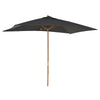 7' x 10' Wooden Patio Umbrella, Rectangle Garden Parasol, Outdoor Sunshade Canopy with Bamboo Ribs for Garden, Dark Grey