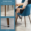 Upholstered Dining Chairs Set of 6, Velvet Accent Chair with Back and Wood-grain Steel Leg for Kitchen, Dark Blue