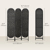 Bohemian Privacy Screen, Folding Room Divider with 3 Panels and Arched Top for Bedroom Living Room Office, Black