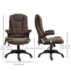 Reclining Massage Office Chair, Executive Office Chair with High Back, Swivel Wheels, Brown