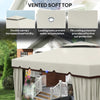 10' x 10' Deck Gazebo with Curtains & Mesh Screen Drapes, Double Roof Canopy Polyester Shade for Backyard Garden, Cream White