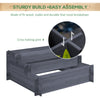3-Tier Wood Raised Garden Bed, Elevated Planting Box, Outdoor Vegetable Flower Container, Herb Garden Indoor Kit, Gray