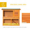 Wooden Rabbit Hutch, Indoor Outdoor Bunny Cage with Run, 2- Level Guinea Pig House with Slide-Out Tray, Waterproof Roof, Yellow