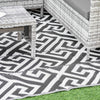 Reversible Outdoor RV Rug, Patio Floor Mat, 6' x 9' Plastic Straw Rug for Backyard, Deck, Beach, Camping, Black & White