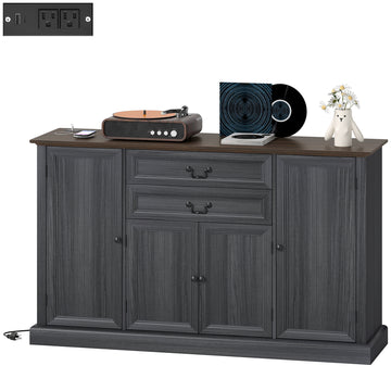 Farmhouse Sideboard with Charging Station and Thickened Top, 58