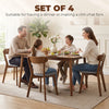Dining Chairs Upholstered Linen-Look Kitchen Chairs Rubberwood Legs Set of 4 Grey and Brown