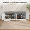 Shoe Bench with Cushion Shoe Storage Bench with Doors Adjustable Shelves for Entryway, White