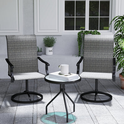 Outdoor Swivel Dining Chairs Set of 2, High Back Swivel Chairs with All Weather Mesh for Deck, Backyard, Poolside