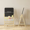Qaba Wooden Kids Art Easel with Double-Sided Chalkboard, Clock, Abacus, Blackboard Eraser for Painting, for Ages 2+, Natural