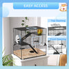 Hamster Cage, Gerbil Cage with Glass Basin for Small Hamsters, Black