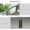 Rattan Wicker Loveseat Garden Bench Hand Woven Portable Backyard Gray