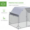 Chicken Run Outdoor, Galvanized Large Metal Chicken Coop Cage, Walk-in Enclosure Poultry Hen Run House Playpen Rabbit Hutch with Flat Roof, Cover, 9.2'x6.2'x6.5', Silver