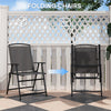 5 Pieces Outdoor Patio Dining Set with Glass Top Table and 4 Mesh Folding Chairs, Small Outdoor Patio Furniture, Grey
