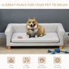 Modern Pet Sofa Cat or Medium Large Dog Bed W/ Removable Seat Cushion, Light Grey