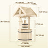 Wood Wishing Well Outdoor Wooden Planter with Hanging Bucket and Drainage Hole for Garden, Patio, Backyard, Orange