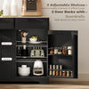 13 Gallon Tilt Out Garbage Cabinet, Kitchen Island with Trash Cabinet, 2 Drawers, Door Racks, Adjustable Shelves