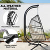 Double Wicker Egg Swing Chair with Stand, Foldable Hanging Egg Chair with UV Resistant Cushion, Headrest