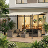 11.5' x 8.2' Outdoor Pergola, Wall Mounted Lean to Pergola with Metal Frame, UPF30+, Garden Gazebo