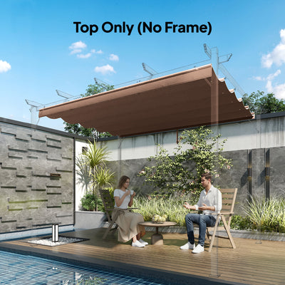 Retractable Replacement Pergola Canopy for 10' x 10' Pergola, Pergola Cover Replacement, Coffee
