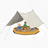 Qaba Wooden Kids Wooden Sandbox with Large Canopy, Outdoor Sand Box with 4 Bench Seats, Bottom Liner for Aged 3-8, Yellow