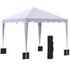 10' x 10' Pop Up Canopy Tent with Sand Bags, Instant Shelter with Adjustable Height and Carry Bag, Garden Outdoor Party Tent, White