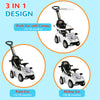 Qaba 3 in 1 Kids Push Car Toddler Sliding Car, Foot to Floor Design with Music, Light, Handle, Removable Canopy, White