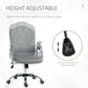 Office Chair, Velvet Computer Desk Chair with Swivel Wheels, Adjustable Height, Tilt Function, Button Tufted, Grey