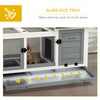 Rabbit Cage with Wheels, Ramp, Run, Tray for Indoor Outdoor, Suitable for Rabbit, Guinea Pig, Grey