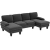 Sectional Sofa, U Shaped Couch with Double Chaise, Pillow-top Armrests and Spring Cushions, 2200lb Capacity