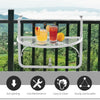 Adjustable Balcony Hanging Railing Table, Metal Mounting Mini Wall Desk Storage Rack, Outdoor Flower Stand Serving Table Half Round, White