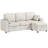 Modular Sectional Sofa Bed with Reversible Storage Ottoman, Pull Out Sleeper Sofa with Spring Cushion, Beige